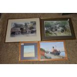 WATERCOLOURS AND PICTURES IN LIGHT OAK FRAMES