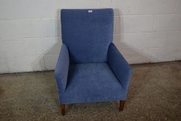 MID 20TH CENTURY LOW UPHOLSTERED BEDROOM CHAIR, WIDTH APPROX 66CM MAX