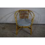 CANE CONSERVATORY ARMCHAIR, WIDTH APPROX 63CM MAX