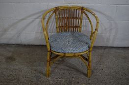 CANE CONSERVATORY ARMCHAIR, WIDTH APPROX 63CM MAX