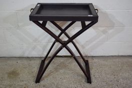 LEATHER COVERED RECTANGULAR TRAY TOGETHER WITH STAND, THE TRAY APPROX 61 X 41CM