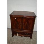 MAHOGANY EFFECT FALL FRONT TV CABINET, WIDTH APPROX 82CM