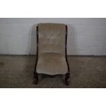 MAHOGANY 19TH CENTURY BUTTON BACKED NURSING CHAIR, WIDTH APPROX 54CM