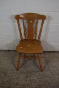 PINE KITCHEN CHAIR WITH CARVED DECORATION, HEIGTH APPROX 96CM