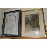 MAP OF AYLSHAM AND A WATERCOLOUR