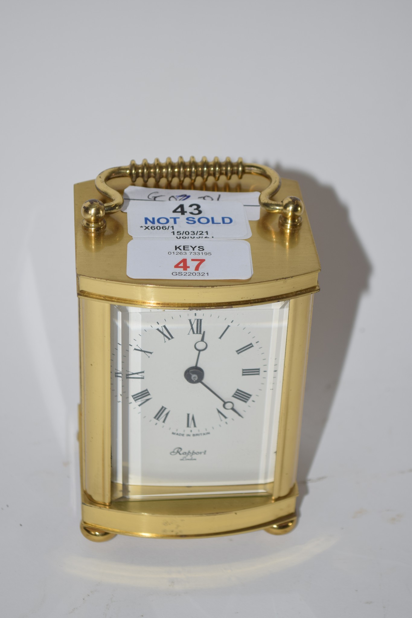 BRASS CARRIAGE CLOCK BY RAPPORT OF LONDON