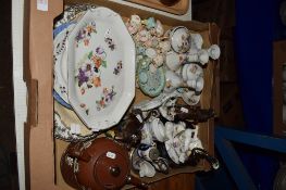 TRAY CONTAINING CERAMIC WARES, PLATES, DISHES, TOILET SET ETC