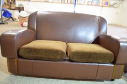 TWO-SEATER LEATHERETTE SOFA, LENGTH APPROX 146CM