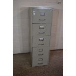 TALL FIVE DRAWER METAL FILING CABINET, WIDTH APPROX 46CM