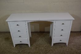 WHITE FINISH TWIN PEDESTAL DRESSING TABLE, APPROX 139 X 41CM