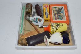 SMALL BOX CONTAINING CERAMIC ITEMS, MINTON EGG CUP FOR T GOOD & CO WITH ROYAL PRINCE OF WALES CREST,