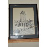 PRINT OF ROMAN RUINS