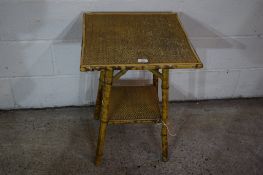 CANE CONSERVATORY TABLE, APPROX 46CM SQUARE
