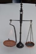 PAIR OF IRON SCALES WITH COPPER TRAYS