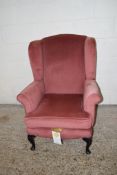 CHRISTIE-TAYLOR UPHOLSTERED FIRESIDE CHAIR, WIDTH APPROX 78CM