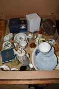 CERAMIC ITEMS, VARIOUS PIN DISHES, ROYAL COPENHAGEN, ROYAL WORCESTER COASTERS, AYNSLEY VASES ETC