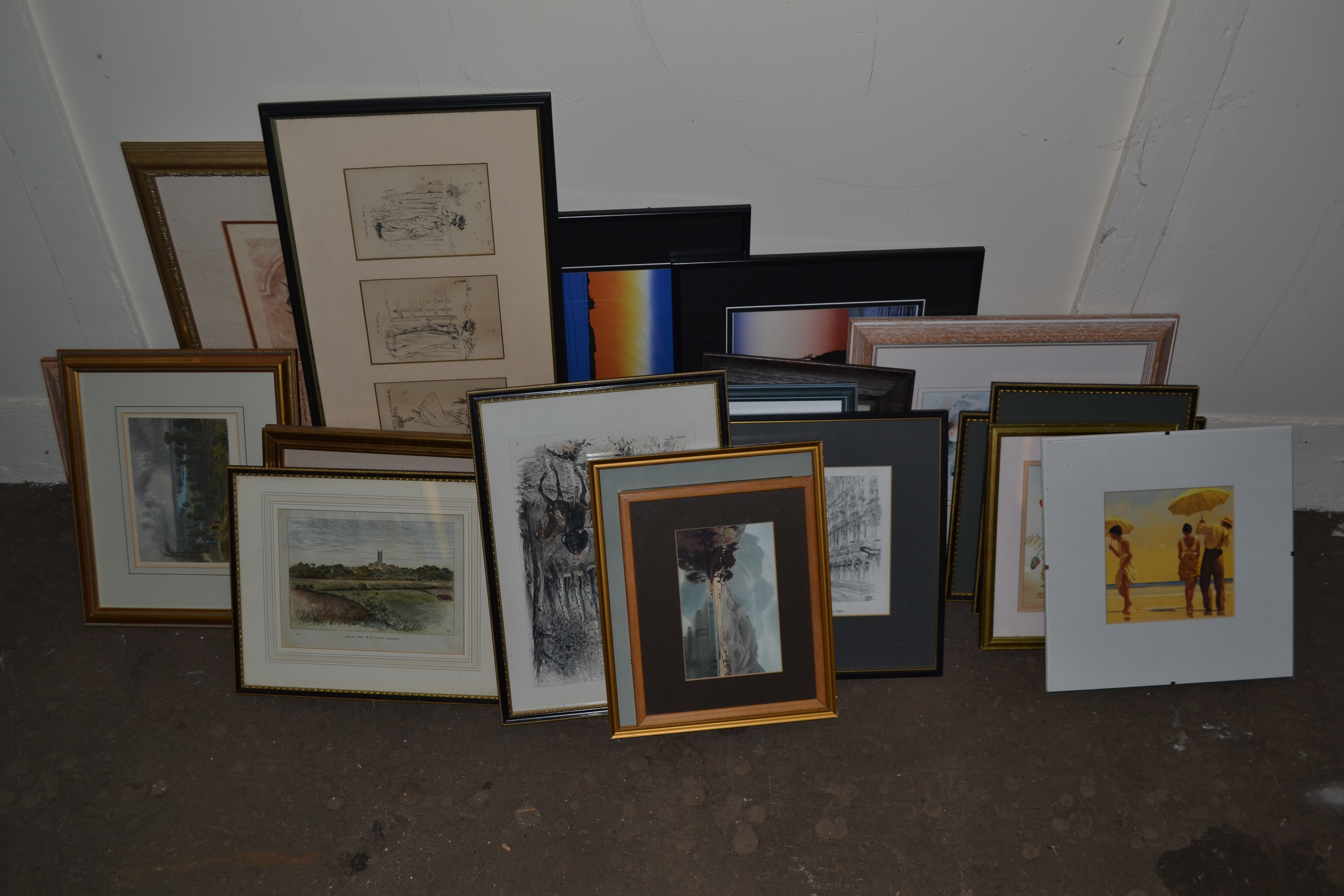 BOX OF PICTURES AND PRINTS, FRAMED, TO INCLUDE GLORIA ERICKSON ETC