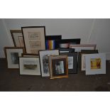 BOX OF PICTURES AND PRINTS, FRAMED, TO INCLUDE GLORIA ERICKSON ETC