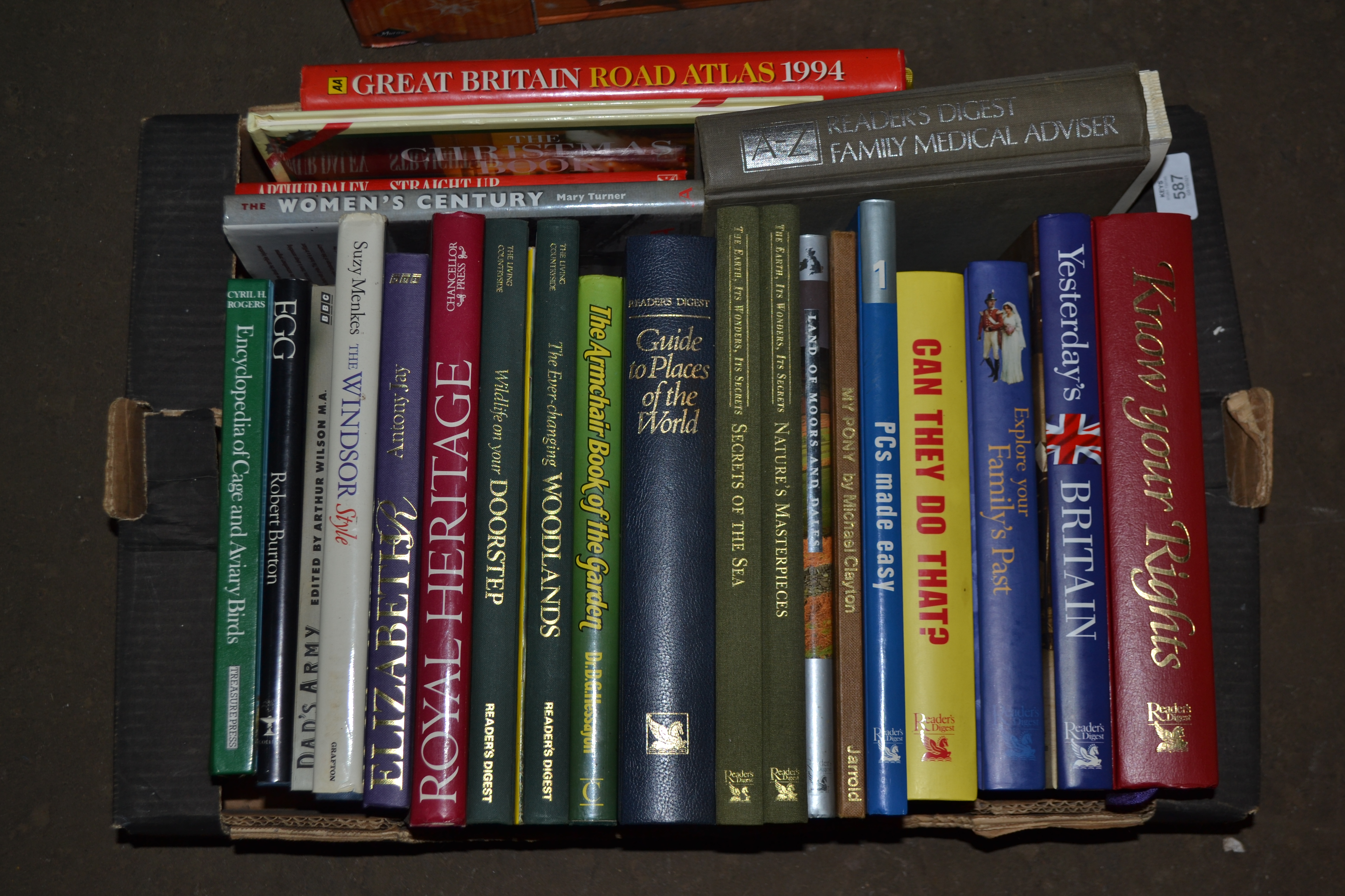 BOX OF HARDBACK BOOKS TO INCLUDE YESTERDAYS BRITAIN, THE WOMEN'S CENTURY, THE WINDSOR STYLE ETC