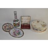 SMALL BOX CONTAINING CERAMICS INCLUDING LIMITED EDITION FLORAL PLATE AND ROYAL DOULTON PLATES ETC