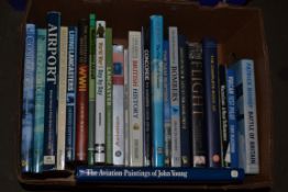 BOX OF HARDBACK BOOKS, MAINLY AVIATION RELATED INCLUDING CONCORDE, A PHOTOGRAPHIC HISTORY, LIVING