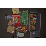 BOX CONTAINING MIXED VINTAGE TOYS AND GAMES INCLUDING WOODEN BUILDING BLOCKS, JIGSAW PUZZLE ETC