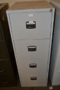 FOUR DRAWER GREY PAINTED FILING CABINET, 132CM HIGH
