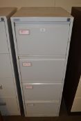 FOUR DRAWER GREY PAINTED FILING CABINET BY RONEO, 132CM HIGH