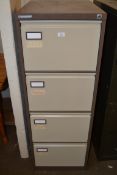FOUR DRAWER METAL FILING CABINET BY VICKERS, 132CM HIGH