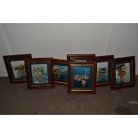 SEVEN MATCHING FRAMED PHOTO PRINTS OF OIL RIGS