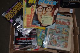 TRAY CONTAINING VARIOUS MAGAZINES TO INCLUDE VINTAGE BEANO, CIRCA 1980S ETC