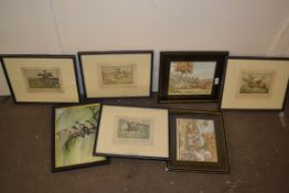 FRAMED HORSE RACING PRINTS (ONE A/F)