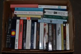 BOX OF PAPERBACK BOOKS TO INCLUDE JAMES ELROY, HILARY NORMAN, DOROTHY ALLISON ETC