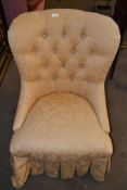 BUTTON BACK GOLD UPHOLSTERED CHAIR, 87CM HIGH