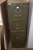 20TH CENTURY FOUR DRAWER FILING CABINET, GREEN PAINTED, 132CM HIGH