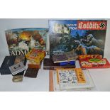 BOX OF VINTAGE GAMES TO INCLUDE ESCAPE FROM COLDITZ, TIDDLYWINKS ETC