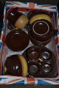 BOX CONTAINING PART DINNER SET IN BROWN AND YELLOW DESIGN