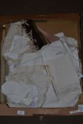 BOX CONTAINING NAPKINS AND TABLE CLOTHS