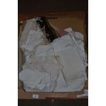 BOX CONTAINING NAPKINS AND TABLE CLOTHS