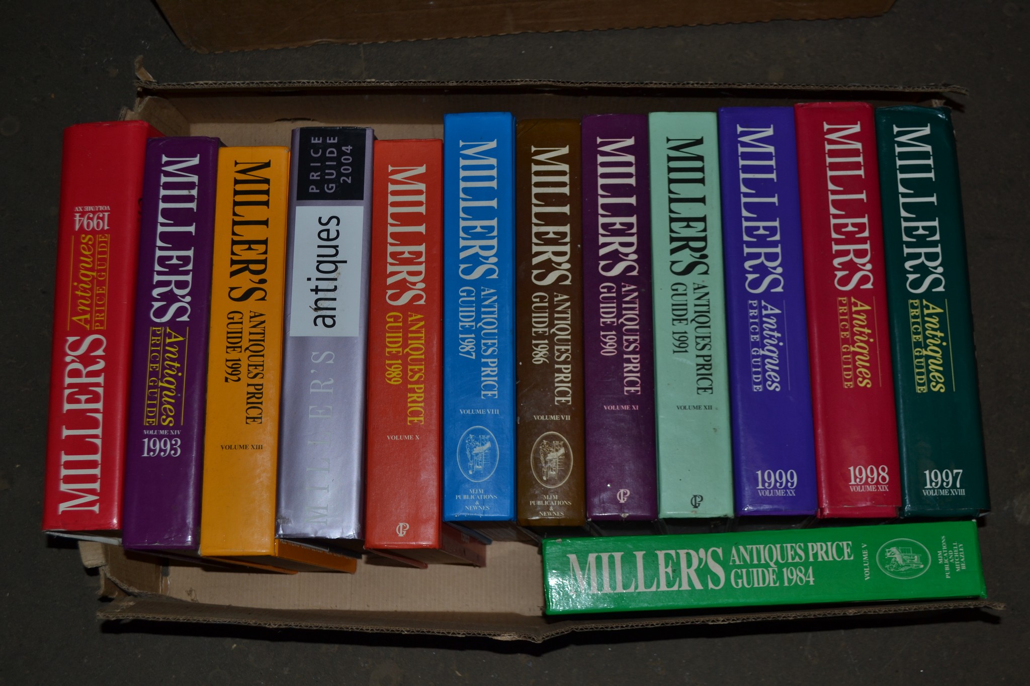 BOX CONTAINING MILLERS ANTIQUES GUIDES FROM 1990S