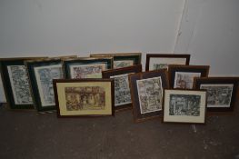 BOX CONTAINING FRAMED PRINTS TO INCLUDE TOWN SCENES BY ANTON PIECK