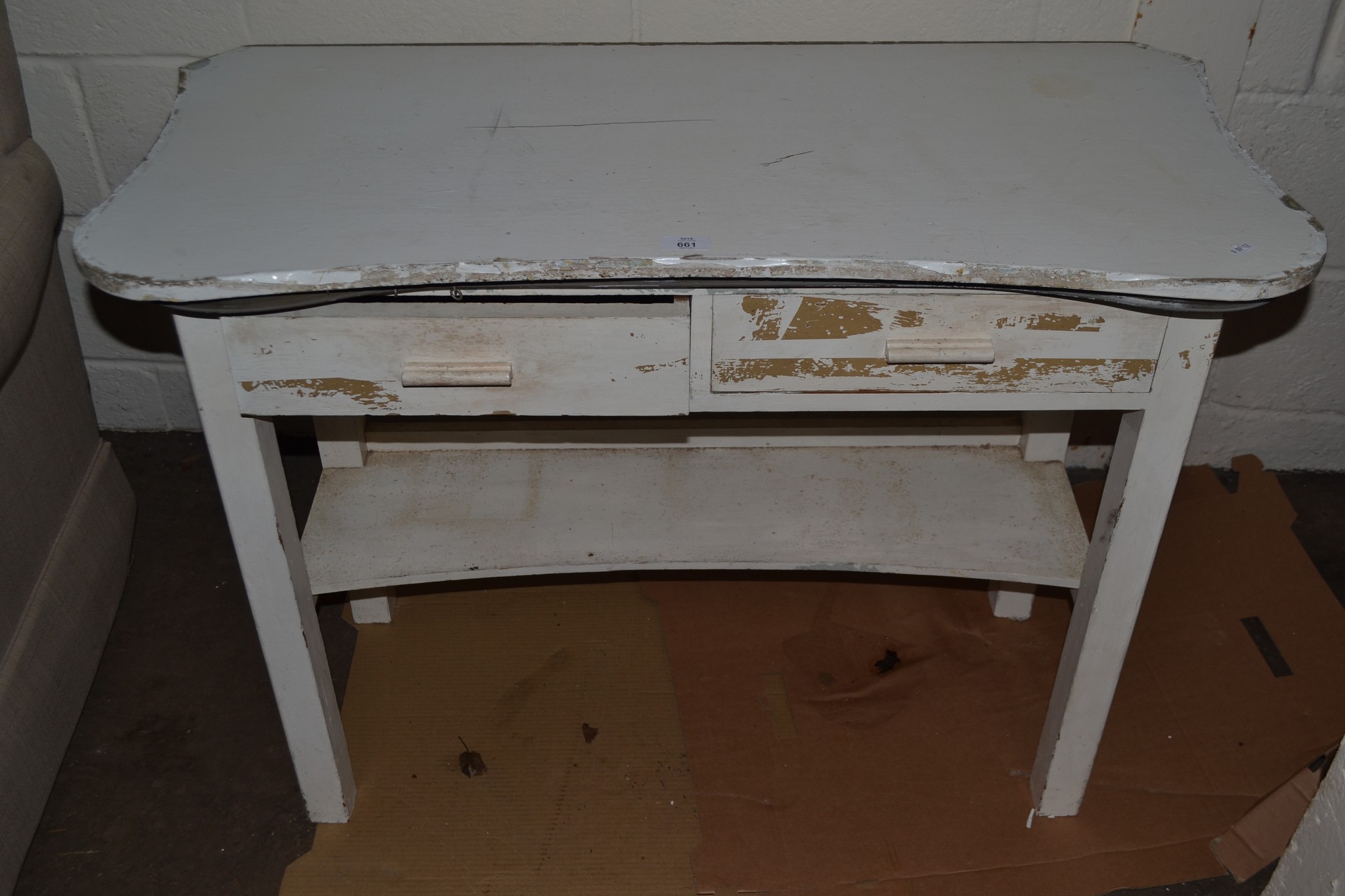 OVERPAINTED TWO-DRAWER SIDE TABLE/HALL TABLE, 100CM WIDE