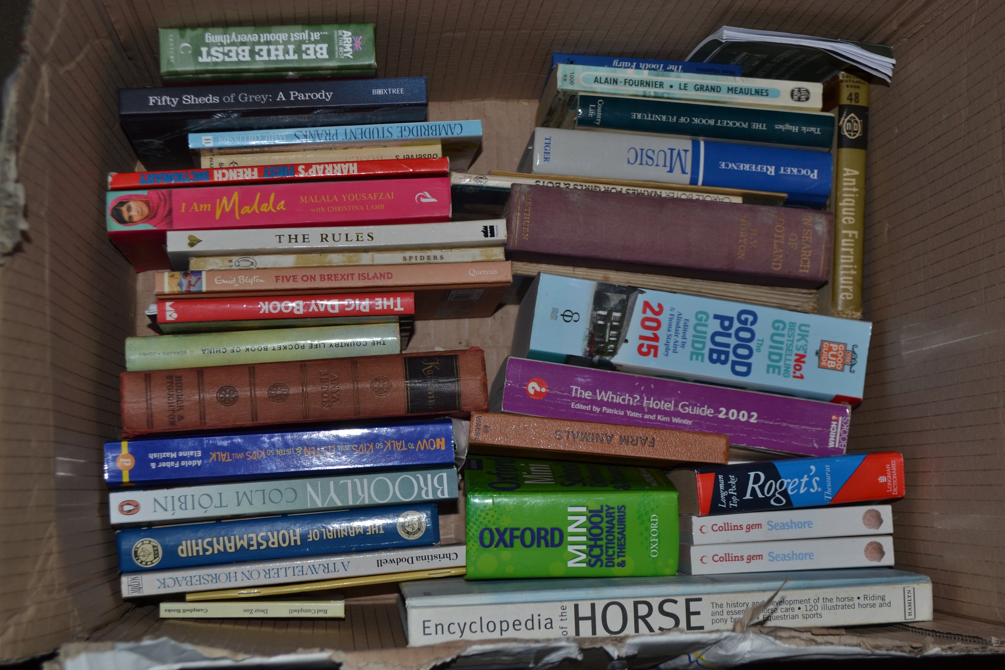 BOX OF MIXED BOOKS TO INCLUDE POCKET REFERENCE MUSIC, IN SEARCH OF SCOTLAND, ENCYCLOPAEDIA OF THE