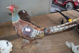 ORNAMENTAL METAL PHEASANT FIGURE