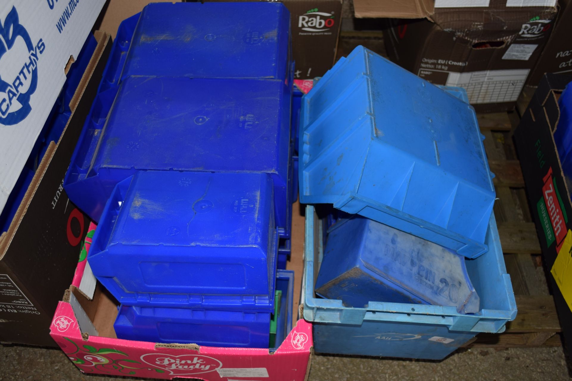 Two boxes of storage tubs