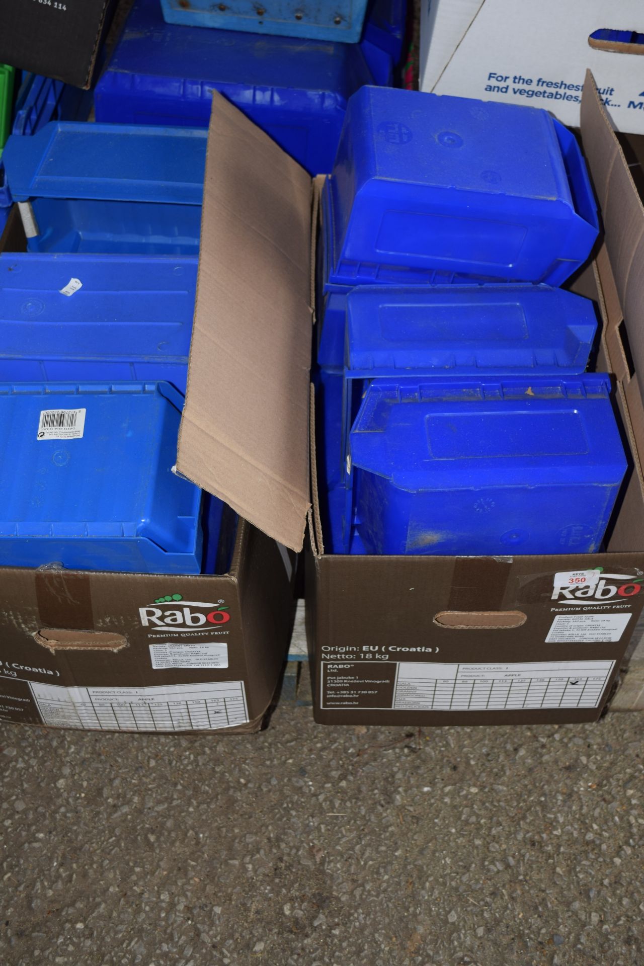 Two boxes of storage tubs