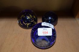 THREE PAPERWEIGHTS, ONE CAITHNESS WITH DOLPHIN DECORATION