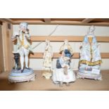 CERAMIC FIGURES INCLUDING TWO CONTINENTAL BISQUE PORCELAIN, ROYAL COPENHAGEN FIGURE OF A YOUNG