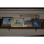 PRINTS INCLUDING ONE OF AN EAGLE AND LANDSCAPE SCENES AND PRINT OF A KINGFISHER (5)