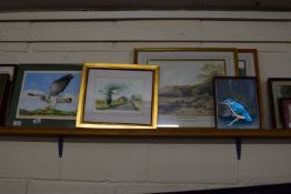 PRINTS INCLUDING ONE OF AN EAGLE AND LANDSCAPE SCENES AND PRINT OF A KINGFISHER (5)